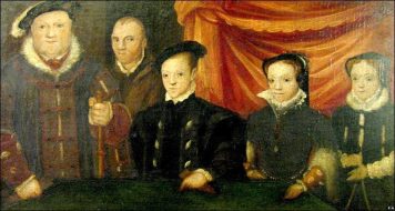 Retrato de Henrique VIII e seus três filhos: Eduardo, Maria e Elizabeth.