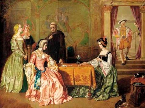 Catarina de Aragão e Ana Bolena, jogando cartas.