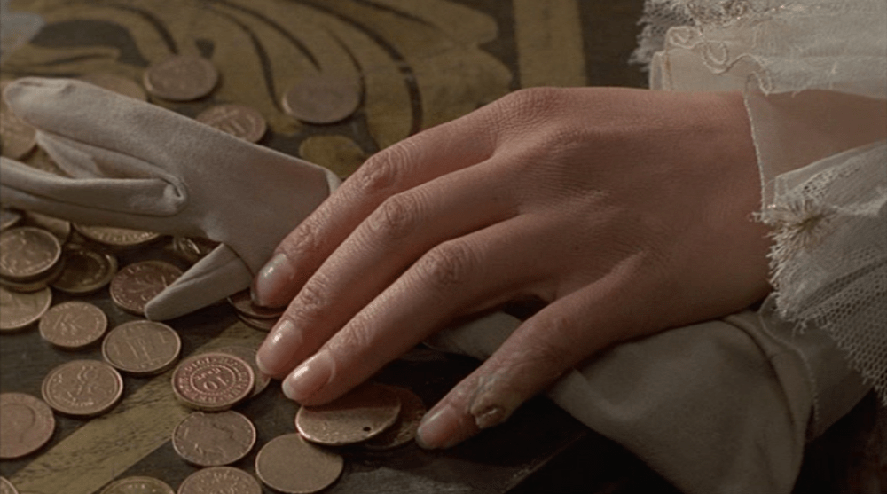 Suposto sexto dedo de Ana Bolena, retratado no filme de 1972 da BBC, Henry VIII and his six wives.